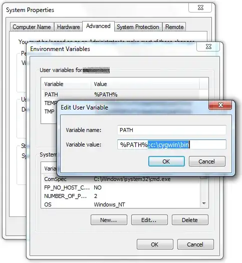Экранный снимок диалога «Environment Variables» в режиме радактирования переменной окружения PATH