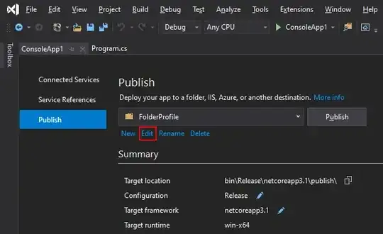 Профиль публикации Visual Studio с кнопкой Изменить