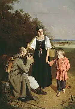 «Крестьянка, подающая солдату пить»А. М. Колесов, 1859