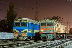 Электровозы ВЛ8м-1488 и ДЭ1-003, Нижнеднепровск-Узел