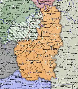 Генеральный округ Беларусь на карте