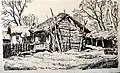 Двор деда Епишки (прототипа Ерошки в «Казаках» Л. Н. Толстого). Е. Е. Лансере, 1928