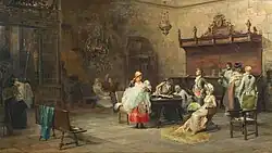 Подготовка к Крещению младенца в притворе собора.