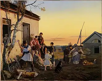 «На дворе фермы»А. А. Попов, 1855