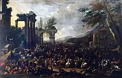 Каприччио в итальянском стиле с рыночной сценой. Холст, масло. Фонд Карипло, Италия