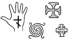 Аварские средневековые кресты, в т.ч. спиралевидная свастика