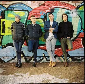 Группа Bristeil в 2014 году, слева направо: Олег Вяль, Александр “Stepkinz” Степанович, Максим Быков, Геннадий “Дроп-ре” Лукашанец