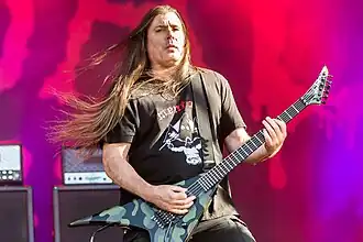 Пэт в составе Cannibal Corpse на фестивале Rockharz Open Air 2018 в Балленштедте, Германия.