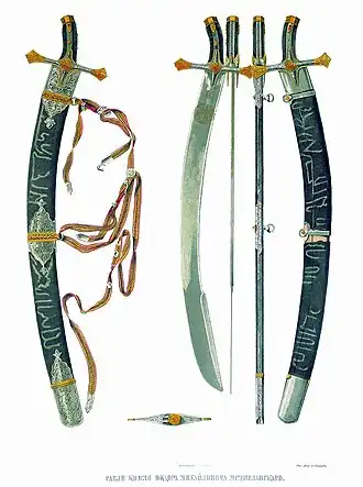 Сабля Фёдора Михайловича Мстиславского. Кашемирский мастер Абдул Али, хорошо видна чётко выраженная елмань.