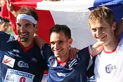 Сборная Франции после победы в эстафете