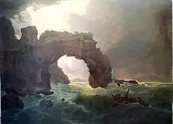 Бурный прибой перед природной аркой с замком на дальнем плане. Холст, масло. Галерея новых мастеров, Альбертинум, Дрезден