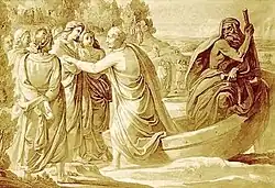 Прибытие Гёте в Элизиум. Бумага, тушь, перо, кисть. Из альбома короля Людвига I