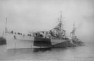 Лёгкий крейсер «Диадем» на реке Тайн, январь 1944 года