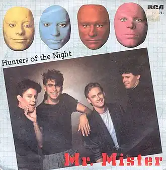 Обложка сингла Mr. Mister «Hunters of the Night» (1984)
