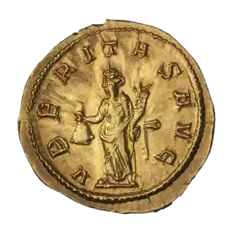 Реверс. Уберитас (персонификация плодородия), легенда VBERITAS AVG