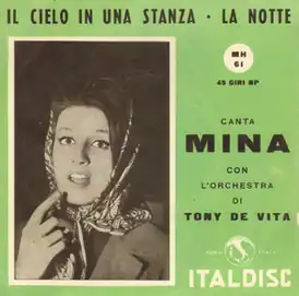 Обложка сингла Мины «Il cielo in una stanza» (1960)