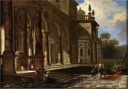 Фантастическая изысканная архитектура с персоналом 1. Между 1673 и 1726. Холст, масло. Частное собрание