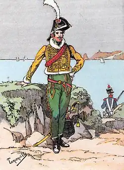 Портрет деда художника, лейтенанта Жозефа Станисласа Ганье в мундире подразделения Гидов (конных разведчиков) генерала Мортье во французской Армии Ганновера, 1803