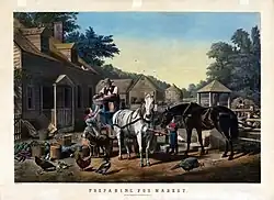 Фермер перед поездкой на рынок.