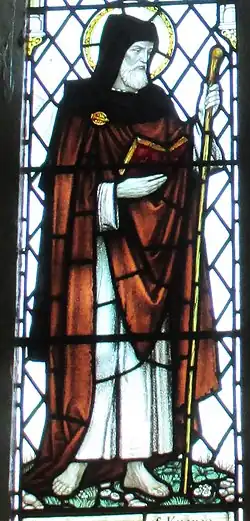 Современный витраж Святого Роберта в церкви Святой Троицы в графстве Западный Суссекс