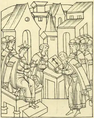 Фуников целует крест царю в 1553 г.