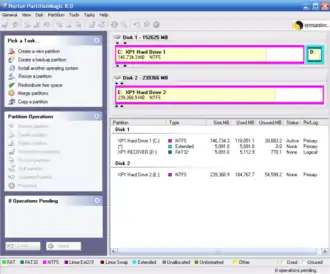 Скриншот программы PartitionMagic