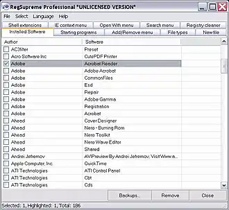 Скриншот программы RegSupreme