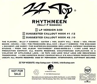 Обложка сингла ZZ Top «Rhythmeen» (1997)