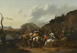 Стычка между христианами и турками. Между 1654 и 1677 гг. Дерево, масло. Частное собрание