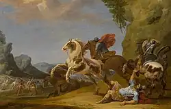 Падение Саула. Между 1654 и 1677 гг. Дерево, масло. Частное собрание