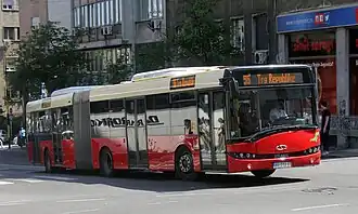 Solaris Urbino 18  в изменённой окраске, маршрут № 96