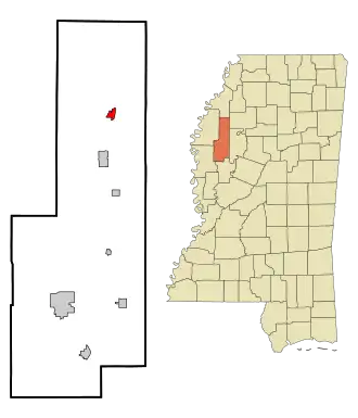 Расположение Дрю в округе Санфлауэр, Миссисипи
