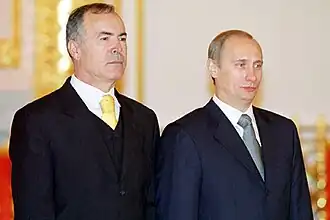 Д. Димитров на вручении верительных грамот В. Путину. 2000 год.