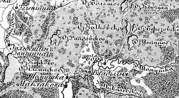 Деревня Залющик на карте 1847 года